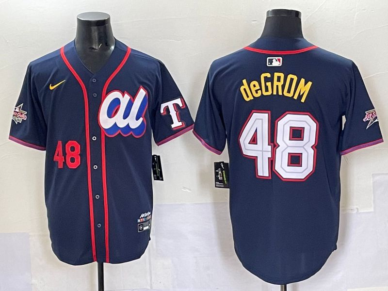 Men 2025 Texas Rangers #48 DeGrom Drak blue Nike MLB All Star jersey style 4